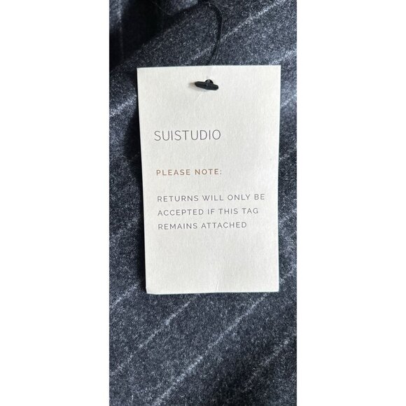 SUISTUDIO Wool Jumper Charcoal Gray Wool Stripes Lined Wide Leg - Picture 13 of 15